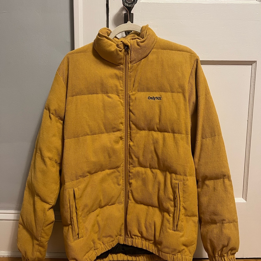 Only NY Men's Corduroy Mustard Puffer Jacket